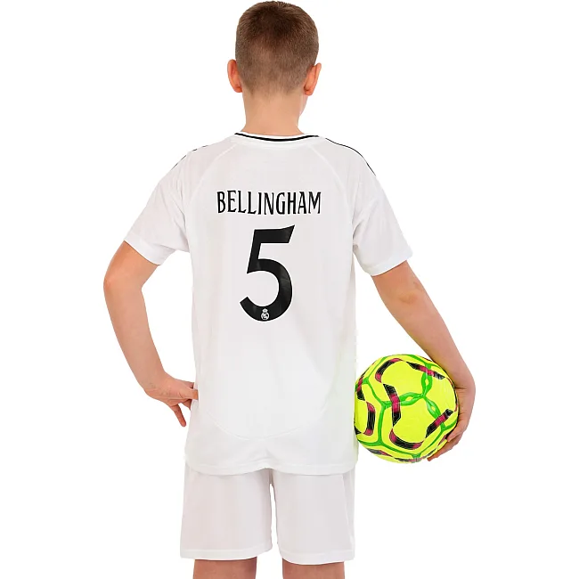 Футбольна форма дитяча із символікою клубу
 REAL MADRID BELLINGHAM 5 домашня 2025 SP-SPORT

 CO-4636 20-30 (Білий)