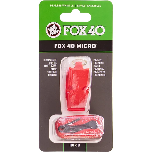 Свисток спортивный судейский пластиковый со шнурком MICRO FOX40
-MICRO (Красный)