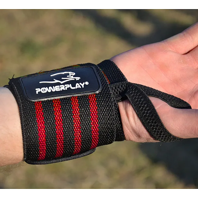 Кистовые бинты PowerPlay 3081 Gym WristT Wraps Черно-Красные