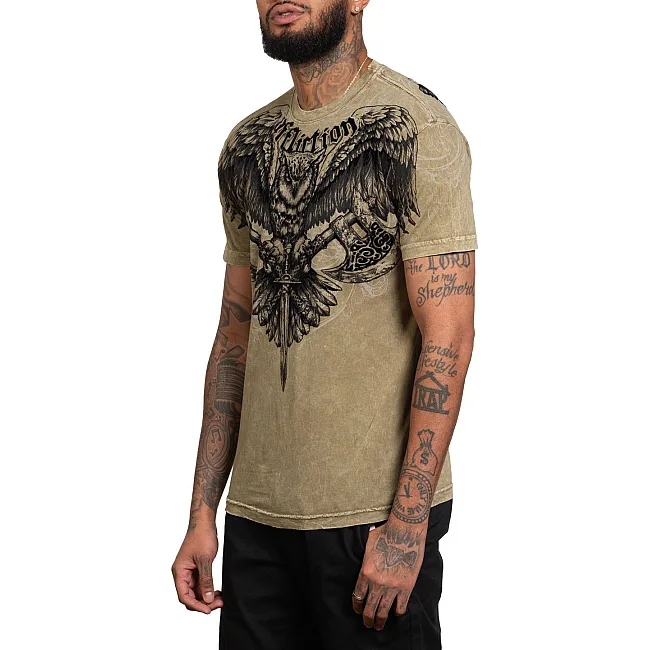 Футболка мужская AFFLICTION Harbinger Crew Tee Dusty Olive Lava Wash