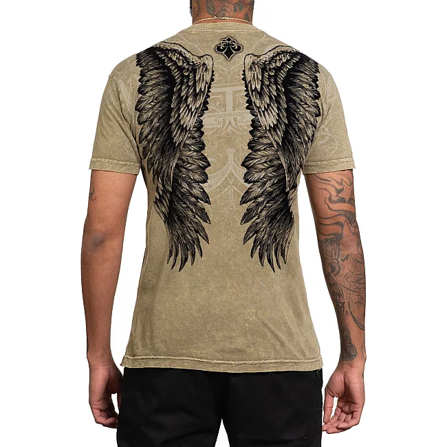 Футболка мужская AFFLICTION Harbinger Crew Tee Dusty Olive Lava Wash