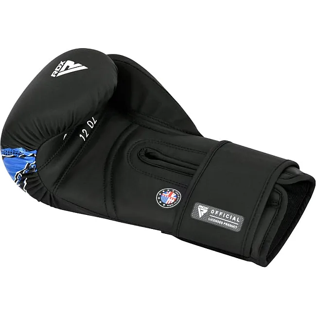 Боксерські рукавиці RDX BOXING GLOVES NEW AURA F17 чорний, синій