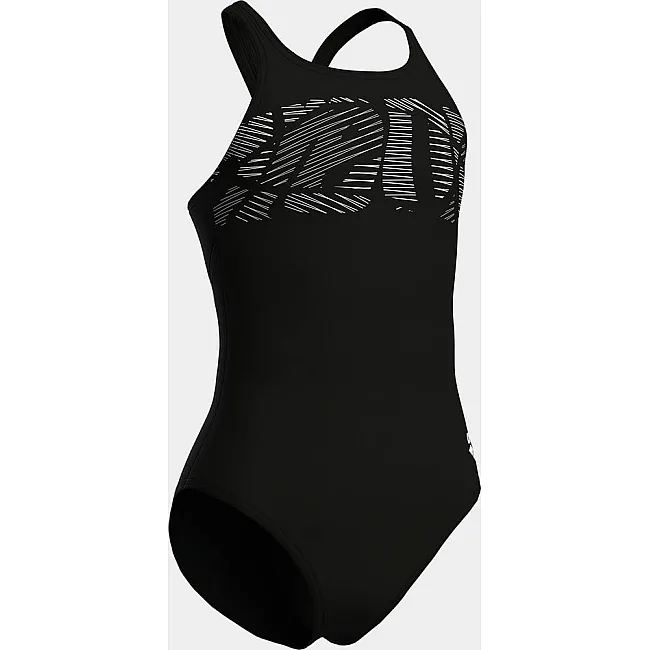Купальник закрытый для девочек Arena GRAPHIC SWIMSUIT V BACK черный, белый (для детей)