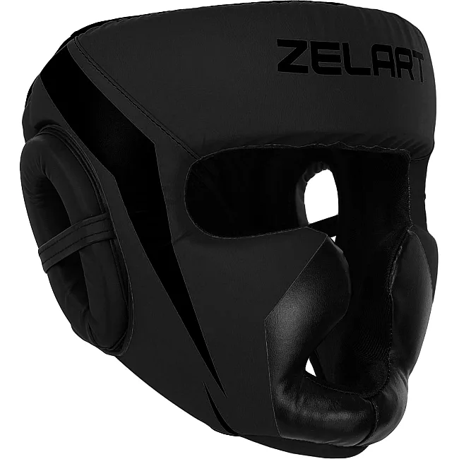 Тренировочный шлем для бокса PU ZELART BO-7041-53-68см (Черный)