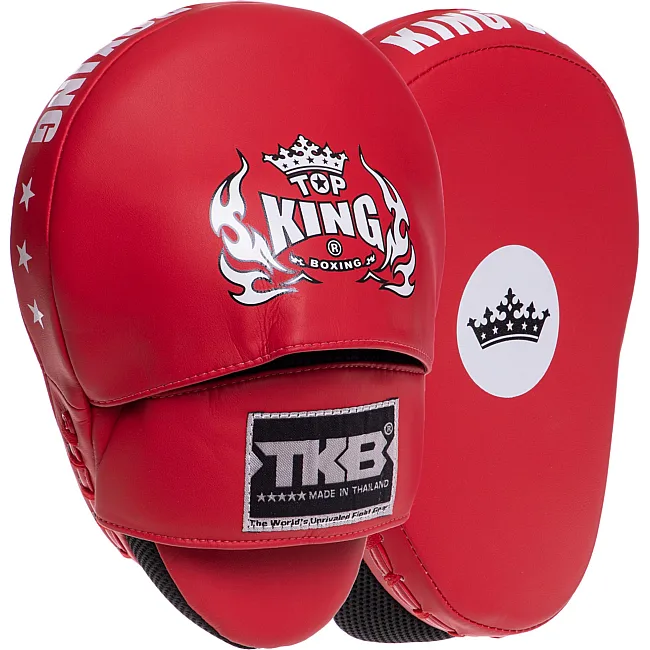 Лапа боксерская изогнутая тренировочная кожа TOP KING Super TKFMS 26x18x9см 2штуки (Красный)