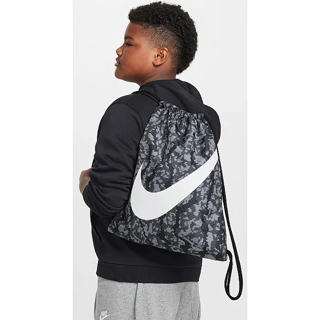 Рюкзак-мешок Nike Y NK DRAWSTRING - CAT AOP FA24 черный 12L, серый 35х46 см