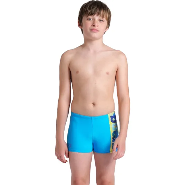 Плавки-боксеры для мальчиков Arena LIGHT TRICKS SWIM SHORT голубой, салатовый, синий