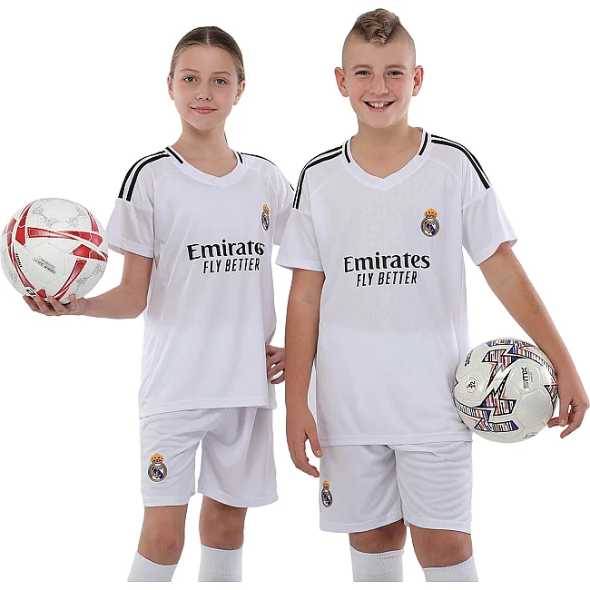 Футбольна форма дитяча із символікою клубу REAL MADRID домашня 2024 SP-SPORT CO-3755 125-160см