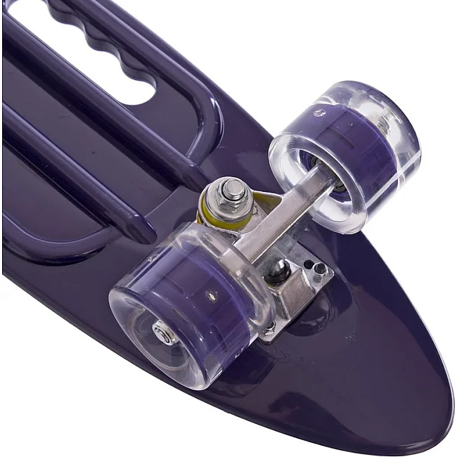Пенни борд Penny Board круизер пластиковый со светящимися колесами и ручкой для переноски 24