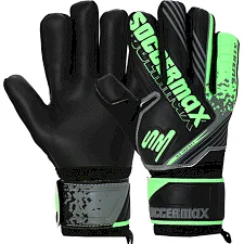 Вратарские перчатки профессиональные с защитой пальцев SOCCERMAX GK-4316 7-11 (Черный-зеленый)