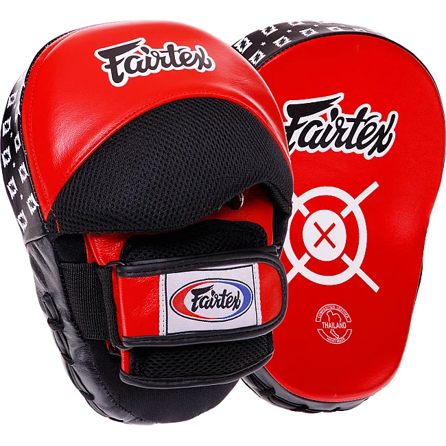 Лапа боксерская изогнутая тренировочная кожа FAIRTEX BO-3362 25x19x9см 2штуки (Красный)