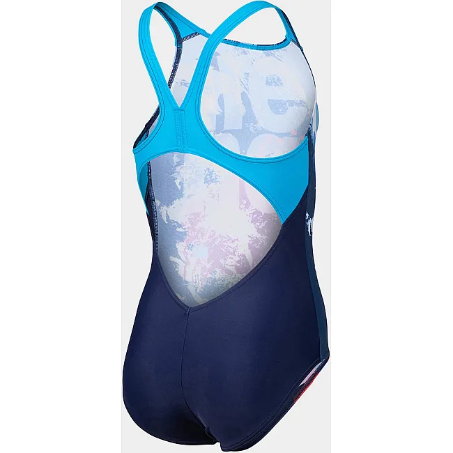 Купальник закрытый для девочек Arena WAVES BREAKING SWIMSUIT V BACK детский 128см