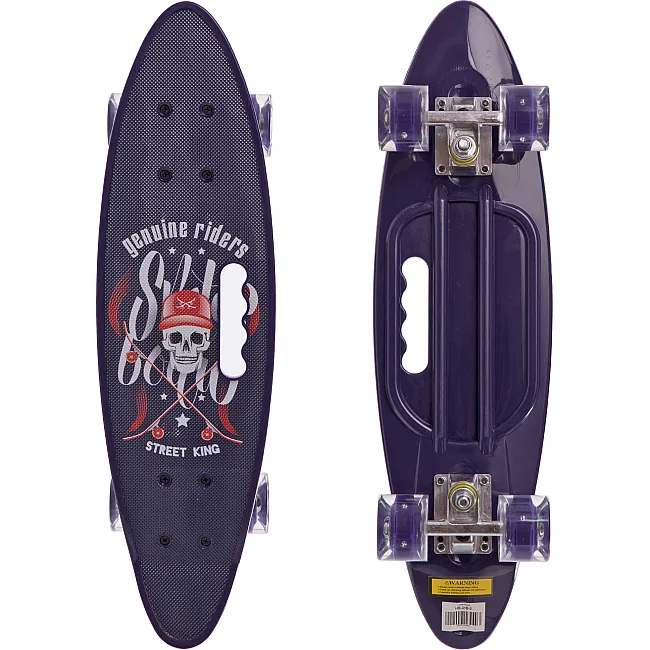 Пенни борд Penny Board круизер пластиковый со светящимися колесами и ручкой для переноски 24