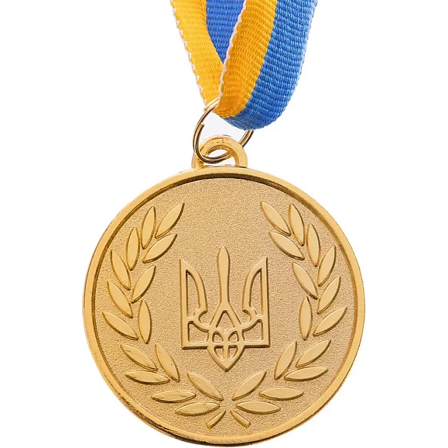 Заготовка медали спортивной с лентой SP-SPORT
 UKRAINE с украинской символикой C-3241 ø5см (Золотой)