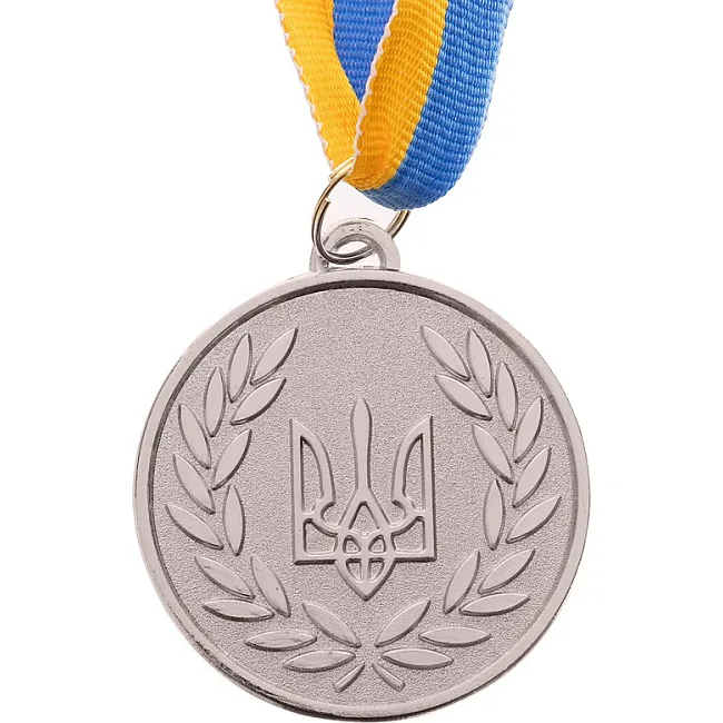 Заготовка медали спортивной с лентой SP-SPORT
 UKRAINE с украинской символикой C-3241 ø5см (Золотой)