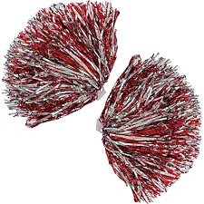 Помпони матові для танців із захватами-кільцями SP-SPORT Pom-Poms C-0838 2шт (Червоний-срібний)