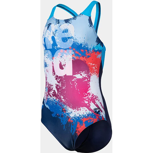 Купальник закрытый для девочек Arena WAVES BREAKING SWIMSUIT V BACK детский 128см