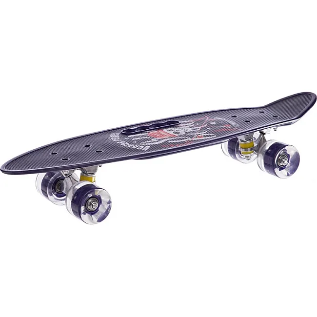 Пенни борд Penny Board круизер пластиковый со светящимися колесами и ручкой для переноски 24