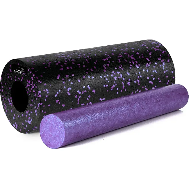 Массажный ролик (роллер) гладкий PowerPlay PP-4348 2 in 1 EPP Foam Roller Черно/Фиолетовый (33x14см.)