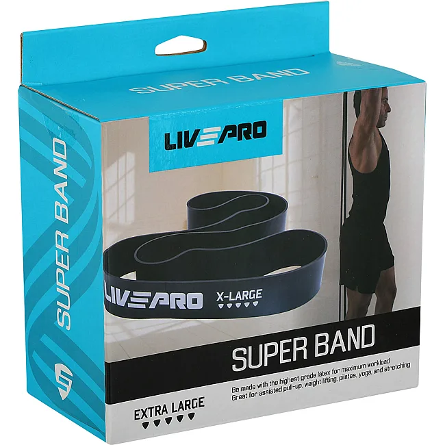 Резина петля для подтягиваний LiveUp SUPER BAND LP8410-XL 39-77кг (Черный)