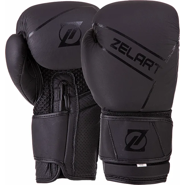 Перчатки для бокса кожаные ZELART VL-3149 10-12унций (Черный)