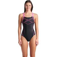 Купальник закрытый для женщин Arena GRAPHIC SWIMSUIT SWIM PRO BACK черный, розовый