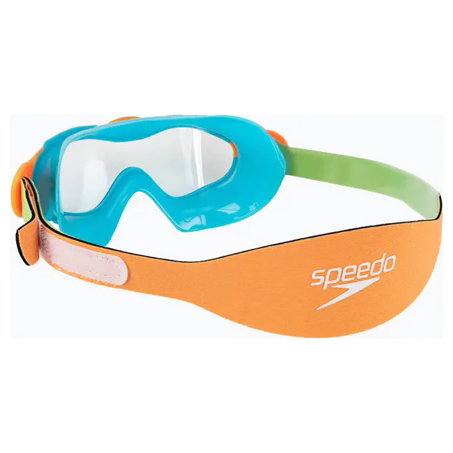 Детские очки для плавания Speedo SEA SQUAD MASK JU бирюзовый, оранжевый, салатовый OSFM