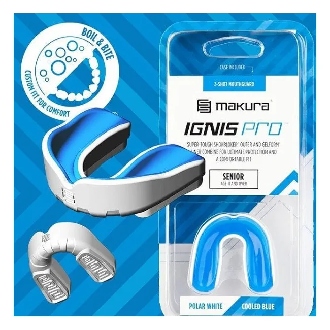 Капа для бокса MAKURA Ignis взрослая (возраст 11+) White/Blue (art.6017514033)