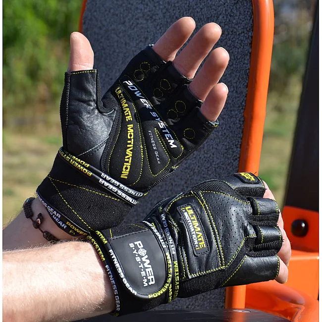 Фитнес перчатки POWER SYSTEM PS-2810 Ultimate Motivation Black/Yellowine