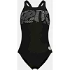Купальник закрытый для девочек Arena GRAPHIC SWIMSUIT V BACK черный, белый (для детей)