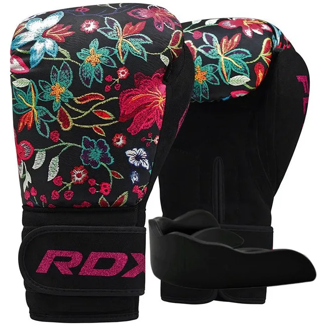 Боксерские перчатки RDX FL-3 FLORAL BLACK (капа в комплекте)