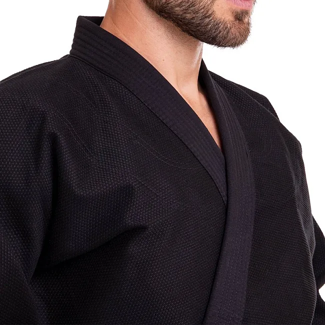 Кимоно для для бразильского джиу-джитсу BJJ черное куртка штаны и пояс HARD TOUCH JJS 140 см
-180см
