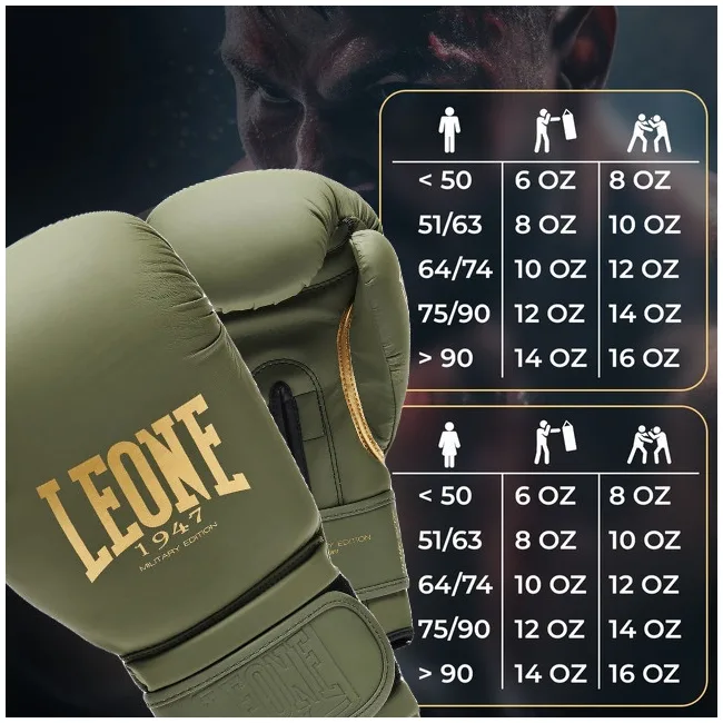 Боксерські рукавиці Leone GN059G MILITARY EDITION Green (капу в комплекті)
