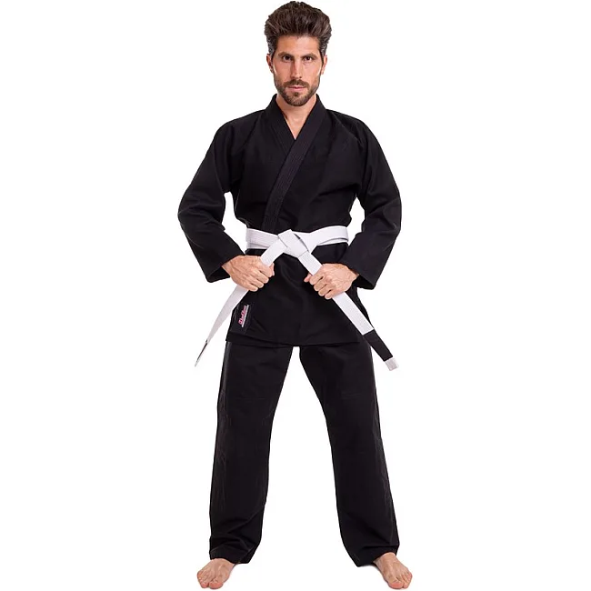 Кимоно для для бразильского джиу-джитсу BJJ черное куртка штаны и пояс HARD TOUCH JJS 140 см
-180см