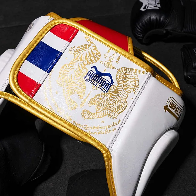 Боксерський шолом Phantom Muay Thai Full Face White Gold (капа в комплекті)