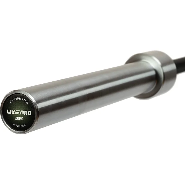 Гриф прямий для тягової станції хромований Олімпійський Texas Deadlift Bar LiveUp LP8371 довжина 2,3м гриф ø50мм хром-чорний