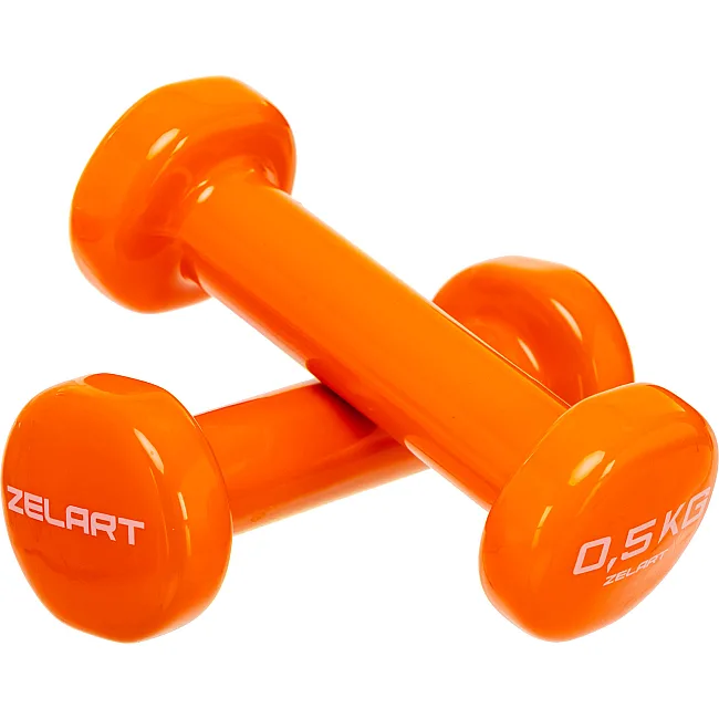 Гантели для фитнеса виниловые ZELART Beauty TA-5225-0_5 2шт 0,5кг (Коралловый)