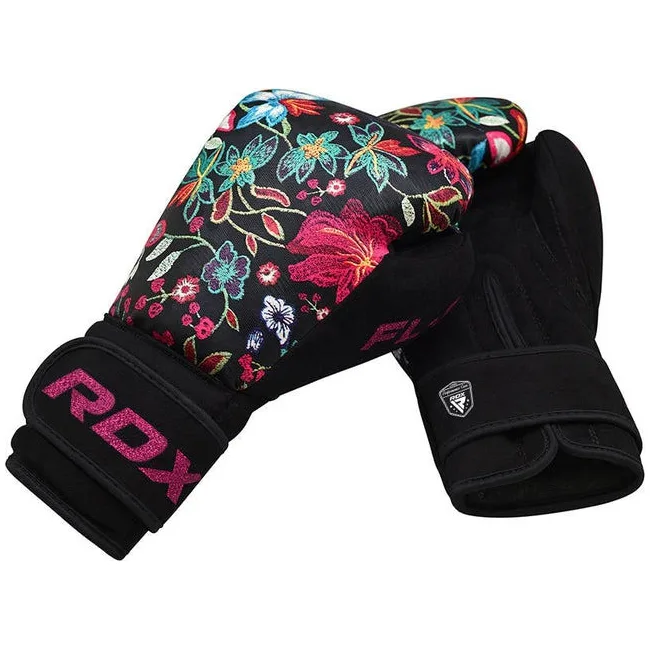 Боксерские перчатки RDX FL-3 FLORAL BLACK (капа в комплекте)