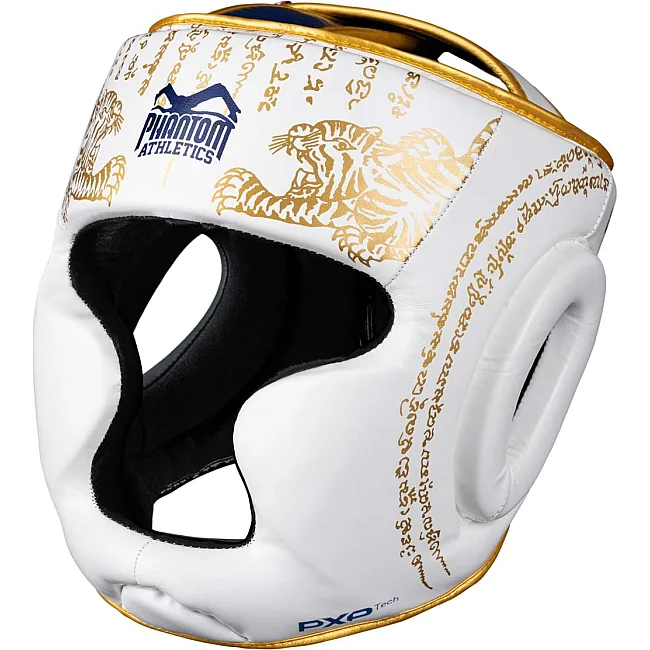 Боксерський шолом Phantom Muay Thai Full Face White Gold (капа в комплекті)