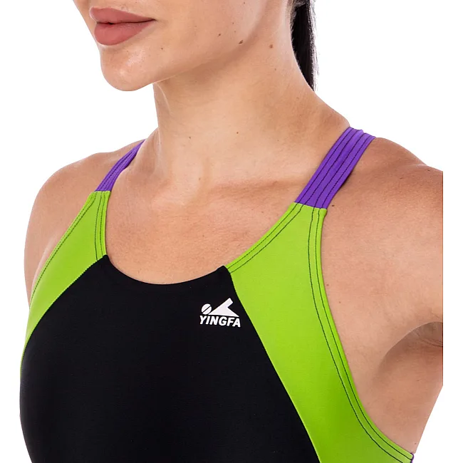 Купальник женский слитный
 YINGFA Y-976 XXS
-XXL (Черный-желтый)