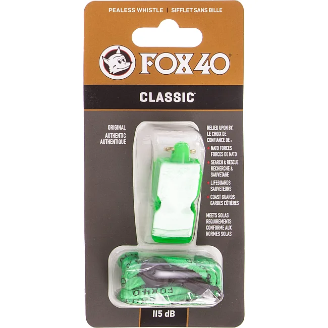 Свисток спортивный судейский пластиковый со шнурком CLASSIC FOX40-CLASSIC (Зеленый)