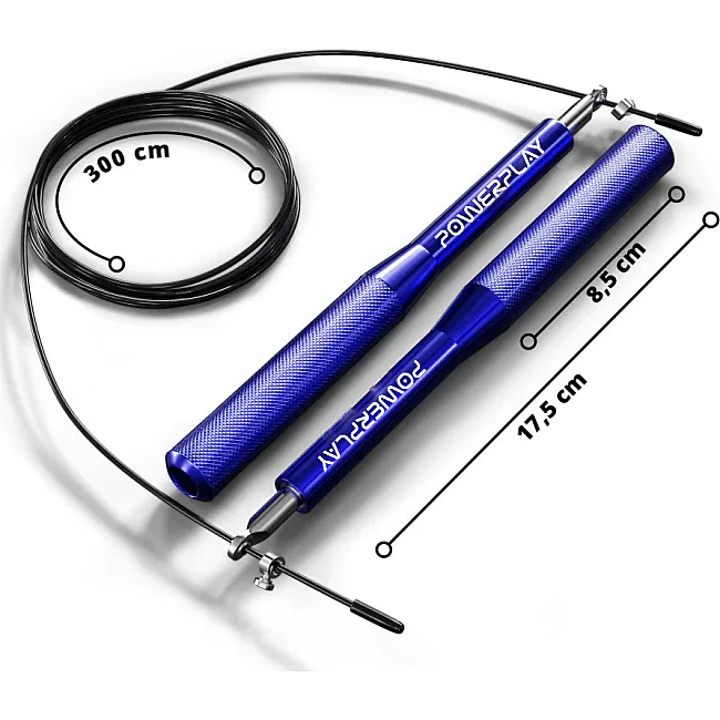 Скакалка скоростная на подшипниках алюминиевая PowerPlay 4207 Elite Jump Rope Синяя (3m.)