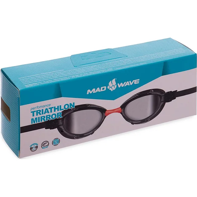 Очки для плавания взрослые
 MADWAVE
 TRIATHLON Mirror M042705 (Черный-красный)