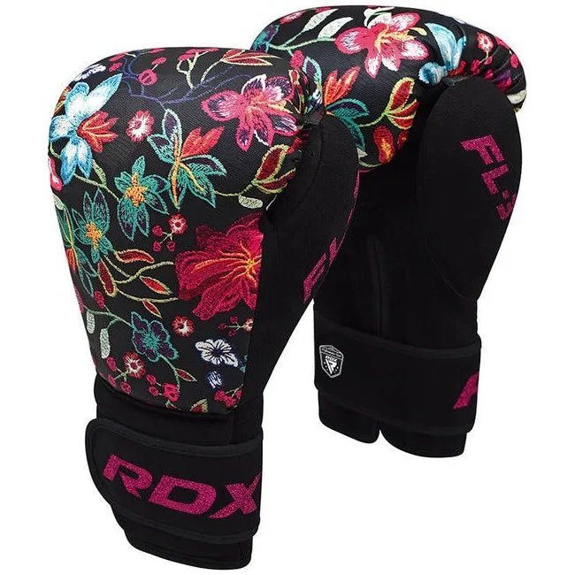 Боксерские перчатки RDX FL-3 FLORAL BLACK (капа в комплекте)