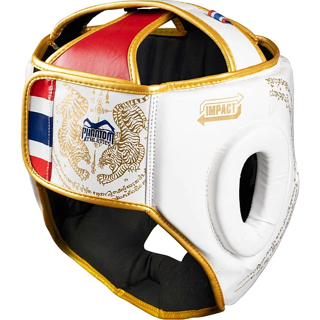 Боксерський шолом Phantom Muay Thai Full Face White Gold (капа в комплекті)