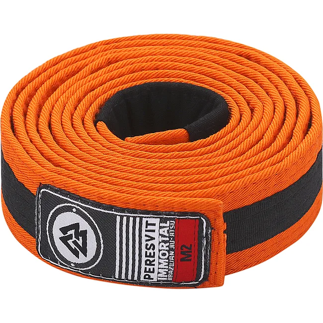 Детский пояс для кимоно БЖЖ Peresvit Orange Black Stripe