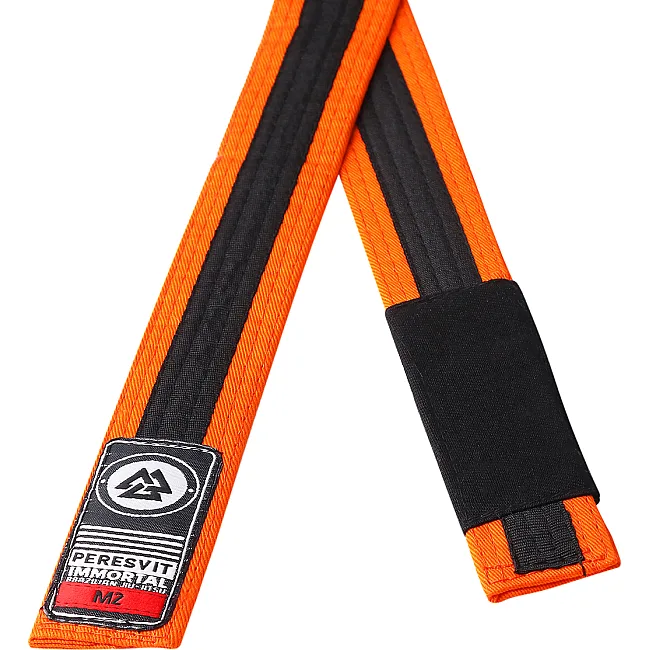 Детский пояс для кимоно БЖЖ Peresvit Orange Black Stripe