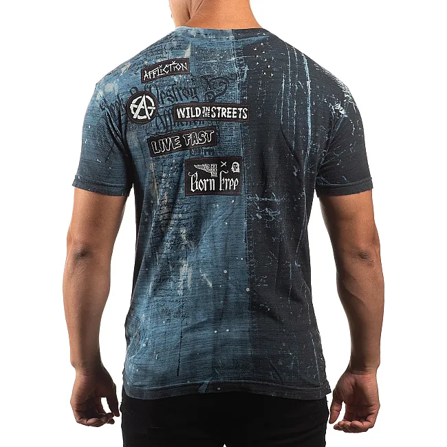 Футболка мужская AFFLICTION Brixton Metal Aegean Blue