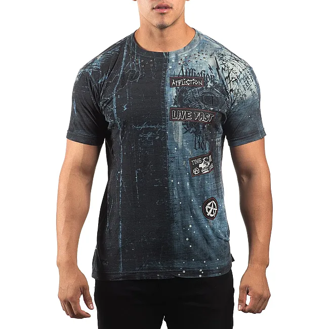 Футболка мужская AFFLICTION Brixton Metal Aegean Blue