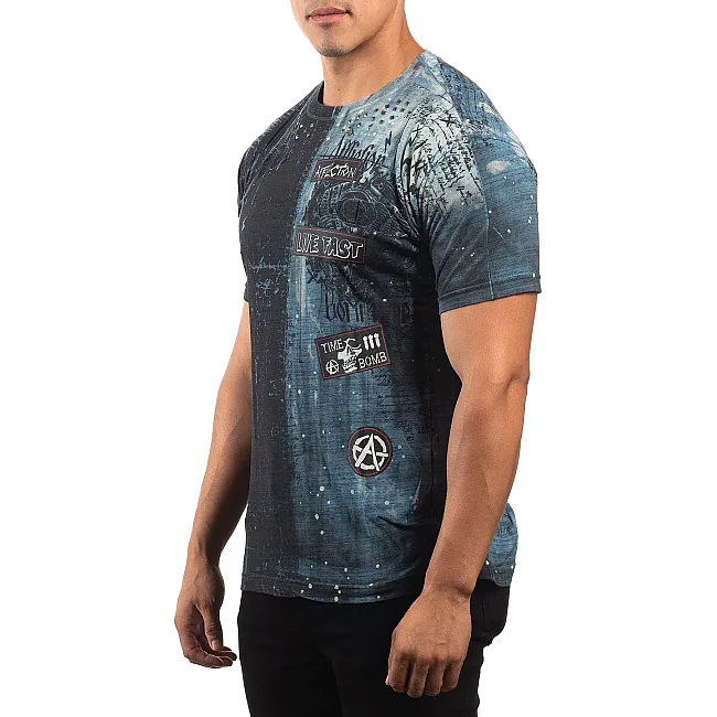 Футболка мужская AFFLICTION Brixton Metal Aegean Blue